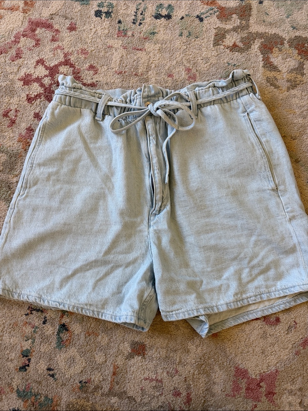 rag & bone Light Blue Denim Drawstring Jean Shorts